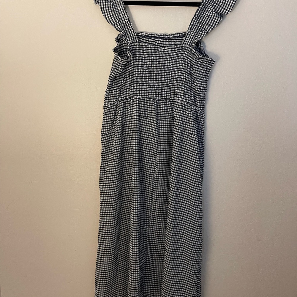 Old Navy Navy and White Gingham Midi Dress - Picture 4 of 6